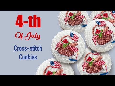 Happy 4th of July! Cross-stitch cookies.🇺🇸