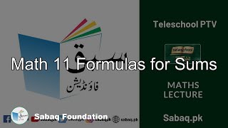Math 11 Formulas for Sums