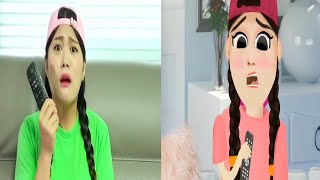 COMPARISON - Mukbang Black Noodle TTeokbokki 뽀로로 떡볶이 짜장면 먹방 도나 DONA vs Dona Animation