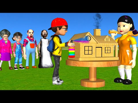 Scary Teacher 3D vs Squid Game Spray Paint Cardboard Paper House Nice or Error 5 Times Challenge