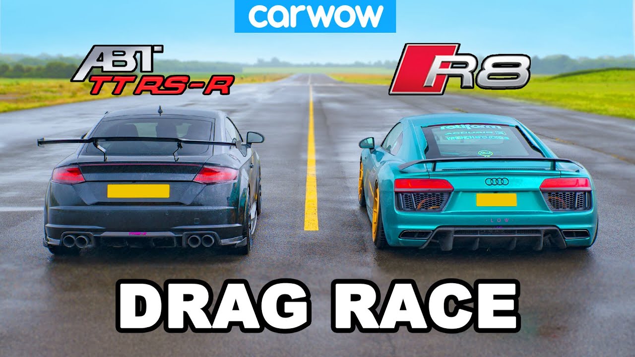 Audi R8 vs TT RS-R: Drag Race -V10 vs ABT-tuned 5cyl