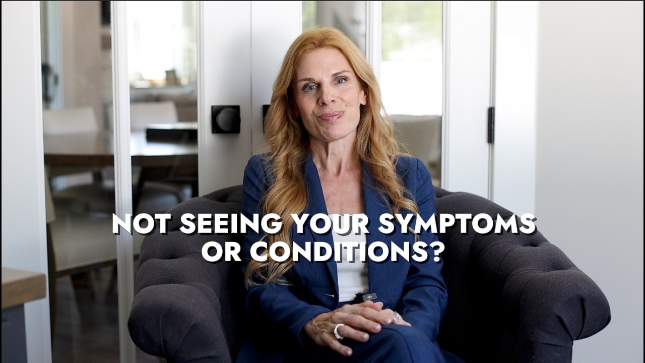 Woman discussing symptoms or health conditions.