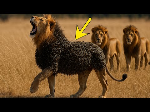 Millions of Bees Attack Lion in African Jungle | Rescue Team Rushes to Save Him #viralvideo #lion