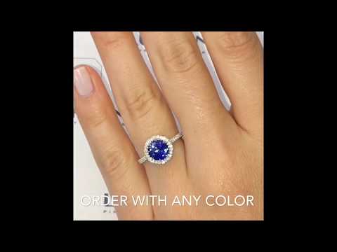 2.32 ct Sapphire Octagon Halo Engagement Ring
