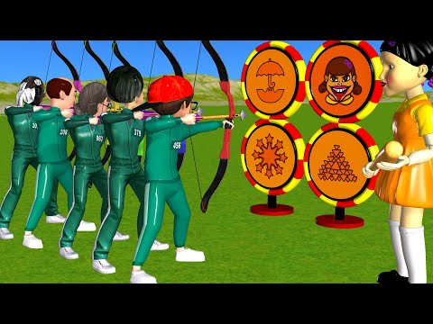 Scary Teacher 3D vs Squid Game Archery Dalgona HoneyComb Candy vs Thanos Nick 5 Times Challenge