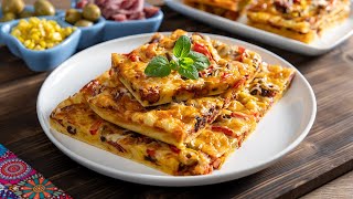 Asa imi facea mama pizza cand eram copil. Pizza rapida cu aluat fara framantare, pizza turnata