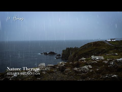 Rainy Days at Lands End, Cornwall, UK | Heavy Rain Sounds for Sleep & Relaxation