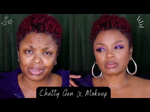 CHATTY MAKEUP | PURPLE EYES | SLIGHTLY CHAOTIC | 50ish MATURE