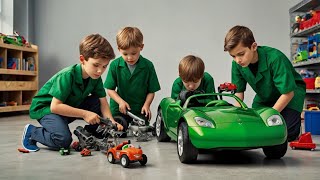 Cool toy cars and kids car technicians