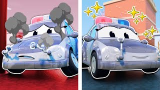 ¡ROBOT POLICIA tiene un ACCIDENTE durante una persecución! | Carros de Emergencia para Niños | Autos