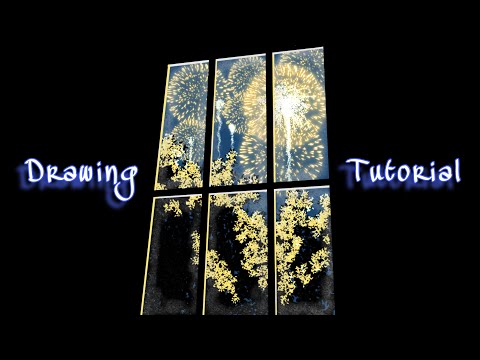 Drawing Grove Fireworks Reflection - step by step