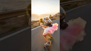 Girl with a cat on a skateboard #skatergirl #downhill #skateboarding