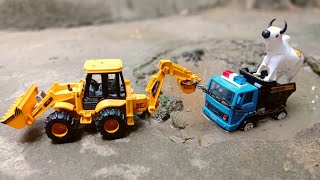 Tata Truck Helping Big Cow Truck Accident Pulling Out 3dx eco xpert Jcb | Tractor Video | Jcb Video 