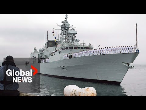 YouTube video thumbnail: Canadian Warship Departs for Nato Mission Overseas