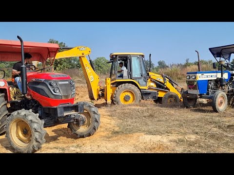 Jcb 3dx Eco Xpert Backhoe Machine Loading Red Mud In Mahindra and Swaraj 843 XM Tractor | Jcb Video