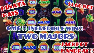 💰💵 INCREDIBLE WIN TWO MAJORS FOR THE JACKPOT ON PIÑATA PAYS💰💵 #slots #jackpot