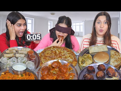 Blindfold Street Food Challenge | Momos, Pizza, Burger, Spring Roll, Biryani, Tandoori Momos, Taco
