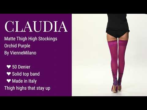 Purple Stockings That Stay Up Without a Garter Belt