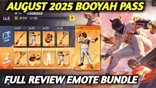 NEXT AUGUST MONTH BOOYAH PASS 2025 FREE FIRE NEW ELITE PASS SEASON 32 FULL REVIEW BUNDLE FF EMOTE