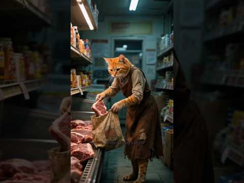 سرقت من الجوع... لكن النهاية كانت صادمة #ai #shorts #cat