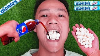 Don't try it, use your mouth to challenge,Coca ,Fanta,Pepsi, and vs Mentos | Different color snacks