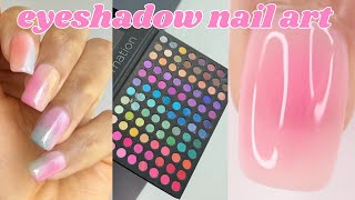 quick and easy nail art tutorial, diy eyeshadow nails at home | summer nails 2025