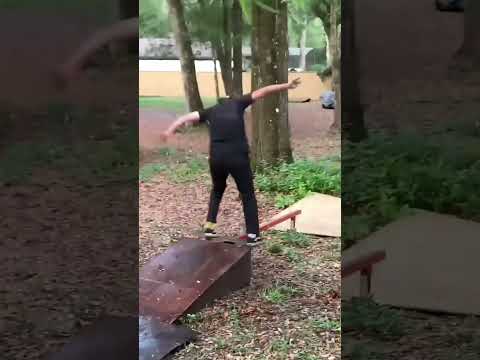 Worlds longest power slide to boardslide by a Skater? #skateboarding #powerslide