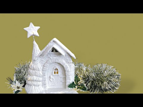 Easy Christmas House Using DIY Air Dry Clay & Tea box Cardboard