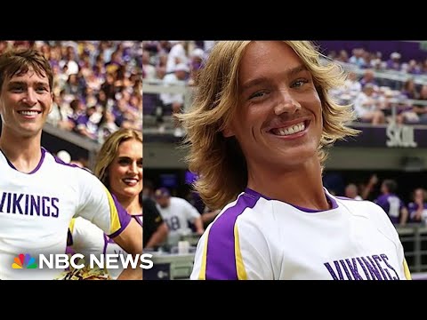 YouTube video thumbnail: Minnesota Vikings Rally Behind Two New Male Cheerleaders After Online Backlash