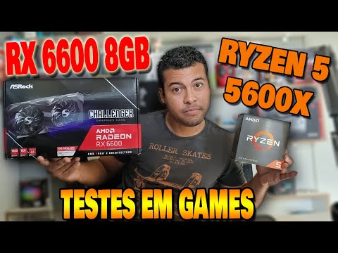 TESTES EM JOGOS COM RYZEN 5 5600X+RX6600 8GB EM FULL HD , MUITO FPS MAS NÃO SAIU BARATO !