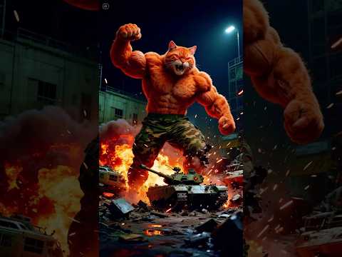 القط مياو فقد السيطرة ودمر جيش كامل بقبضاته الثقيلة🔥…بس المفاجأة في الآخر هتصدمك!😱🐾 #shorts #cat #ai