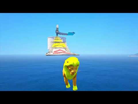 Superman Elephant, Tiger, Batman Cow, and Chop Dive Through Pipe (GTA 5) #6