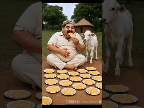 Farmer eats all eggs omelette 😥 #ai  #farmer #cow
