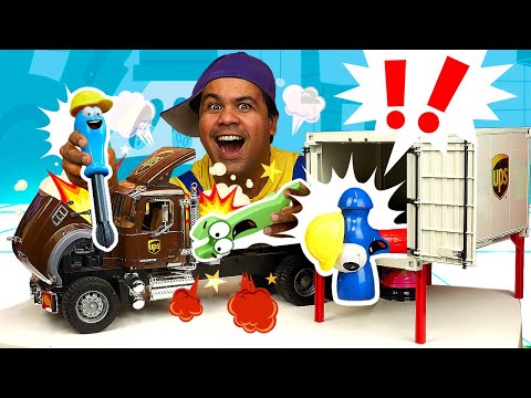 Veículo de Entrega Quebra – Vídeo Infantil com Brinquedo! 🚛🔧👷‍♂️