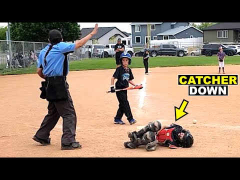 BASEBALL CATCHER GETS NAILED BY FOUL BALL! ⚾️😱
