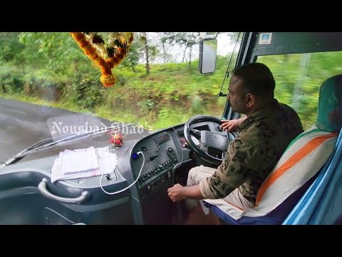 VOLVO B9R manual gear amazingly Skilled driving in  risky narrow Road😲Bijoy chettan in UFO VOLVO B9R