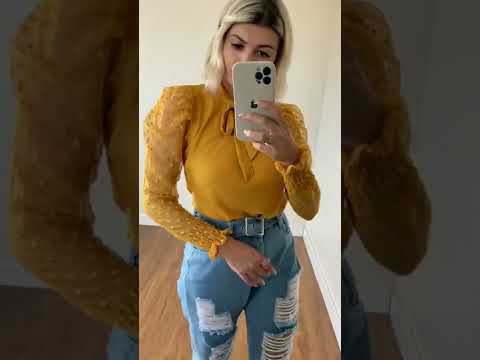 Camisa Crepe Manga Longa Tule Mostarda