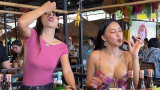 2 Pretty Ladies Doing Mukbang Thai Street Food