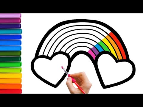 How To Draw Rainbow and Hearts for Kids | Drawing, Painting and Coloring for Kids, Toddlers.