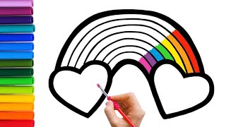 How To Draw Rainbow and Hearts for Kids | Drawing, Painting and Coloring for Kids, Toddlers.