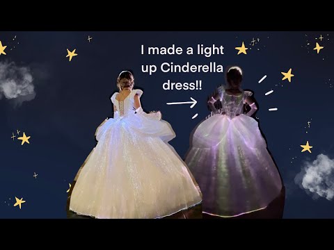 Making a light up Cinderella dress!! 💙 Using Fiber optic fabric 💙 Ballgown sewing dress tutorial