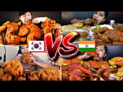 Korean VS Indian Mukbangers | EATING WHOLE CHICKEN🇰🇷🆚🇮🇳🤯🙀😱