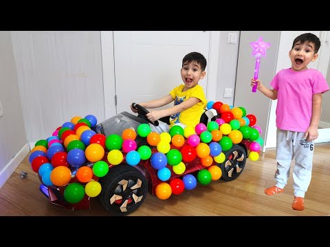 Ozi play with Colored Balls Toy Cars - Collection video for kids