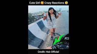 Cute Girl 🥰 Crazy Reactions 🤣 Super Bike Zx10r | Loud Exhaust Zx6r | Z900 | Police Without Helmet