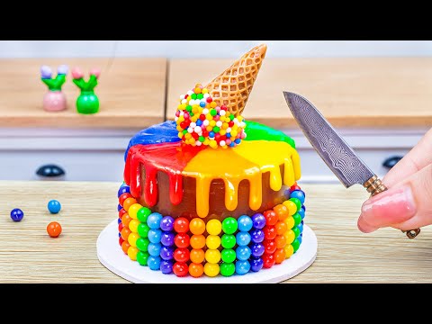 Yummy Miniature Colorful Cake 🌈 Amazing Miniature Rainbow Chocolate Cake Decorating Ideas