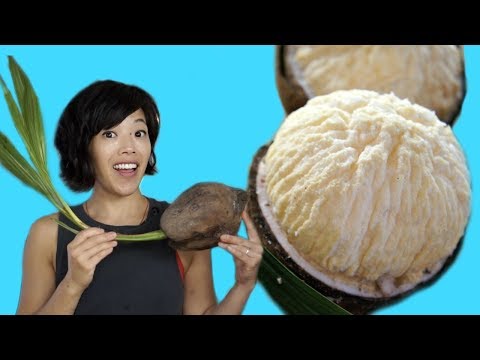 How to Open a SPROUTED COCONUT & Taste Test -- coconut filled with edible foam | Fruity Fruits