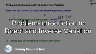 Problem-Introduction to Direct and Inverse Variation