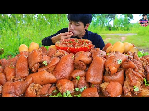 พะโล้ขาหมูตุ๋นจิ้มซีฟู๊ดแกล้มผักสดแซ่บคักอีหลีครับพี่น้องMUKBANG EATING SHOW#โก้อีสานพาแดก 