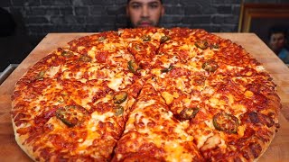 (ASMR) DOMINO'S 7 CHEESE, PEPPERONI, CHICKEN, AND JALAPEÑO PIZZA MUKBANG 