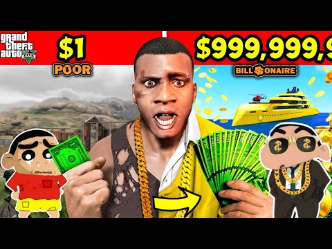 GTA-5: Shinchan And Franklin Become Poor To BILLIOANIRE And Buy Whole Los Santos (Collecting Gold)
